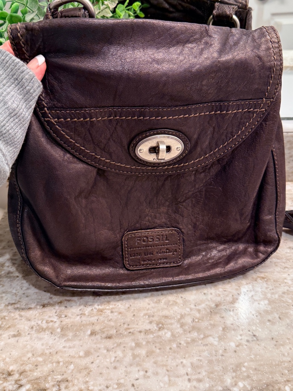Fossil Brown Leather Crossbody Bag